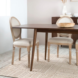 Chaise rembourrée Victoria -bois massif de bouleau / mousse et tissu-couleur beige 48 x 96 x 46 cm