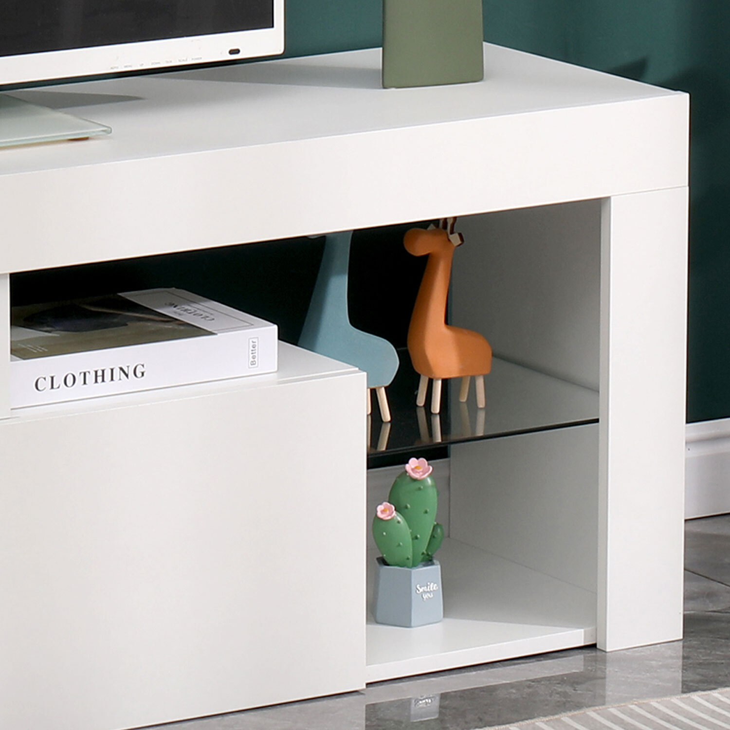 Meuble TV 140cm blanc à LED DARYL