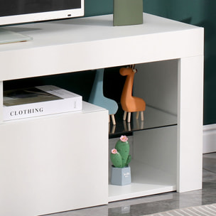 Meuble TV 140cm blanc à LED DARYL