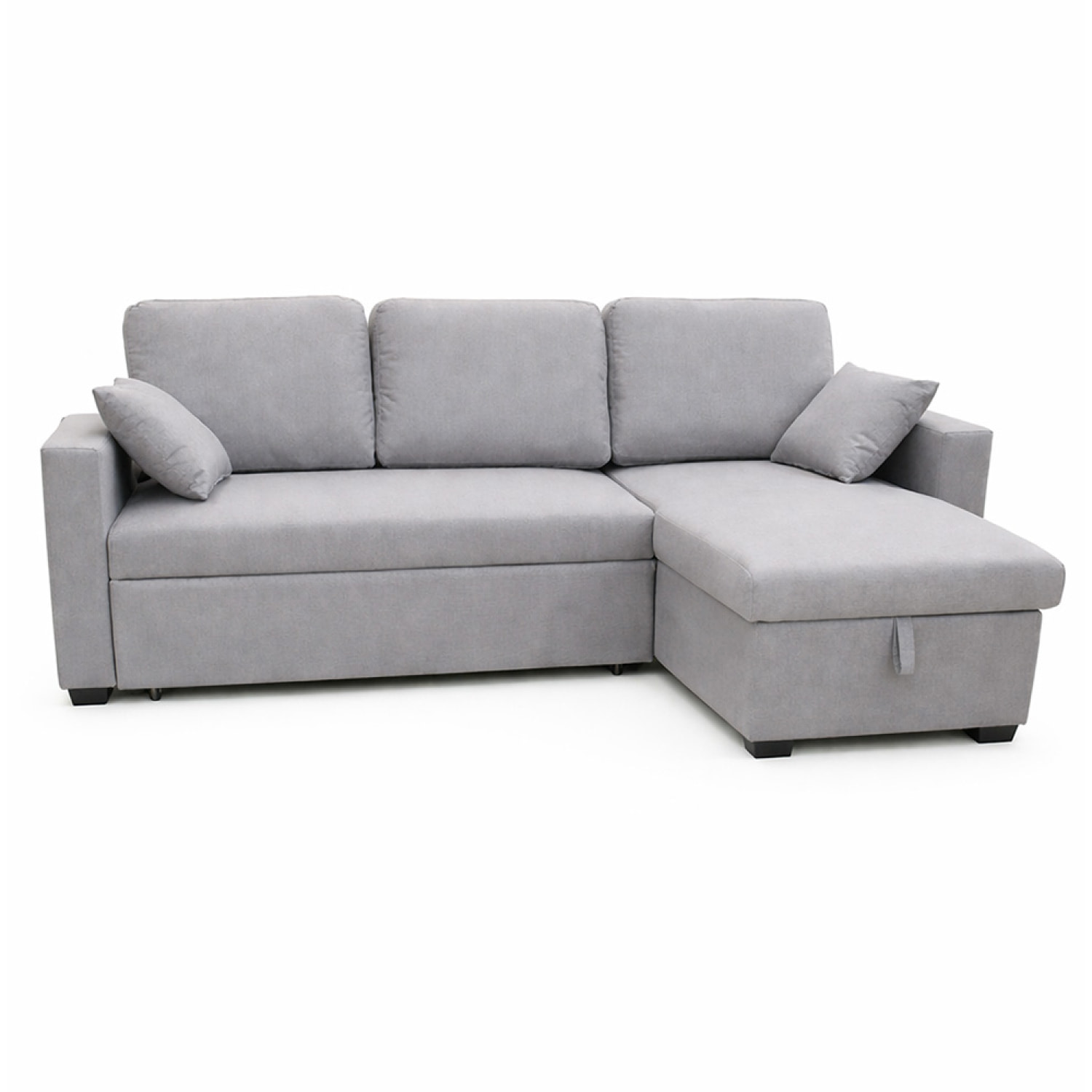 LARNACA Canapé d'angle convertible 3 places avec coffre en tissu gris