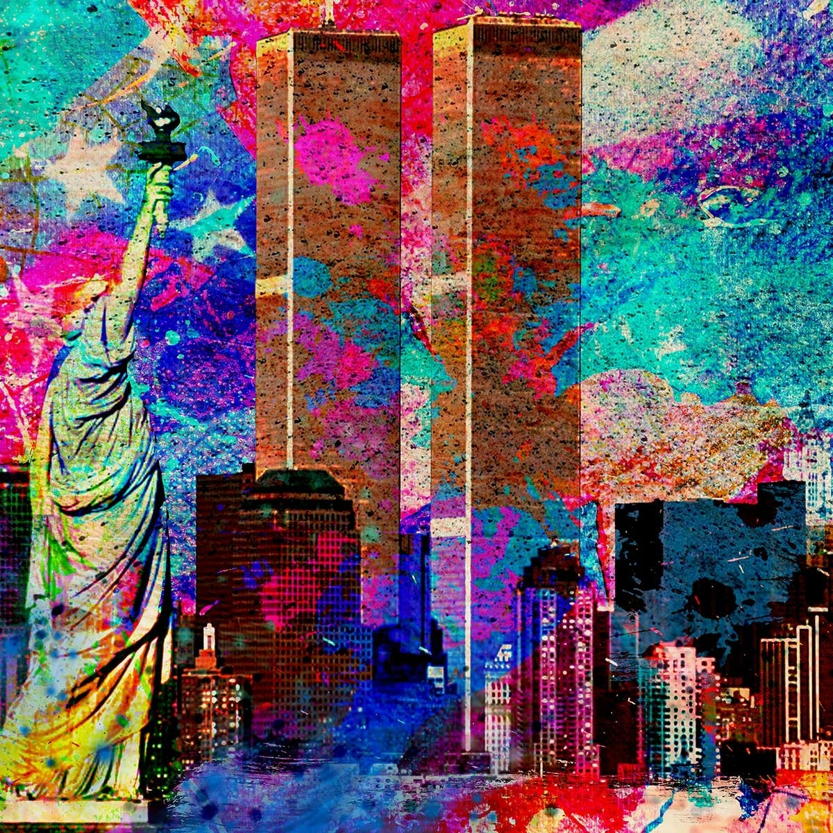 Affiche illustration graffiti new york Affiche sous cadre noir