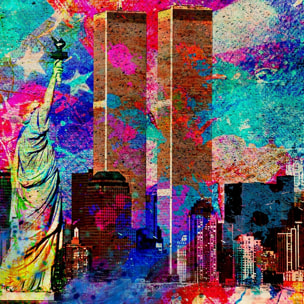 Affiche illustration graffiti new york Affiche sous cadre noir