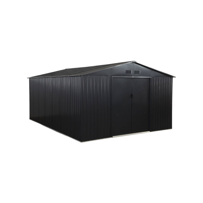 Abri de jardin acier galvanisé 15,35m² avec kit d'ancrage VIROLOIX