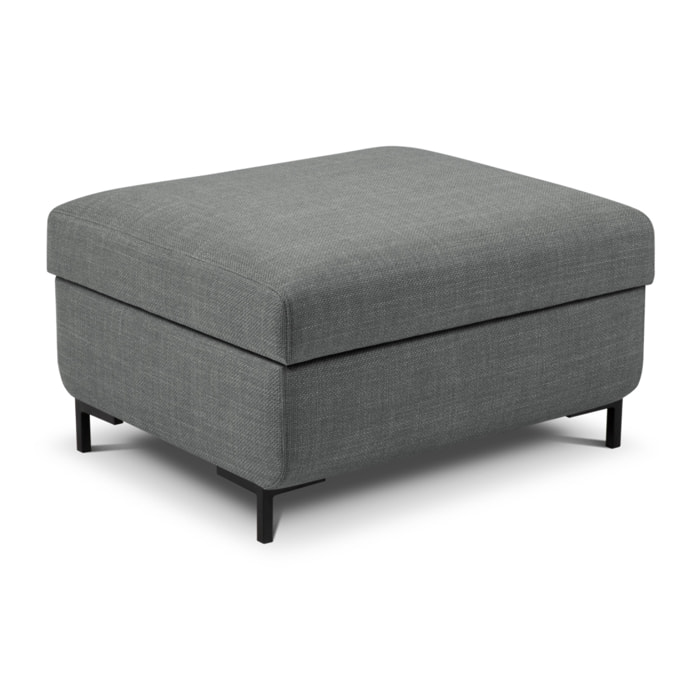 Pouf avec coffre "Yanis" en tissu structurel gris