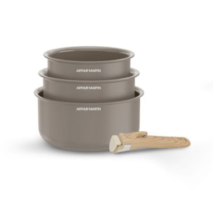 Lot de 3 casseroles gris mat