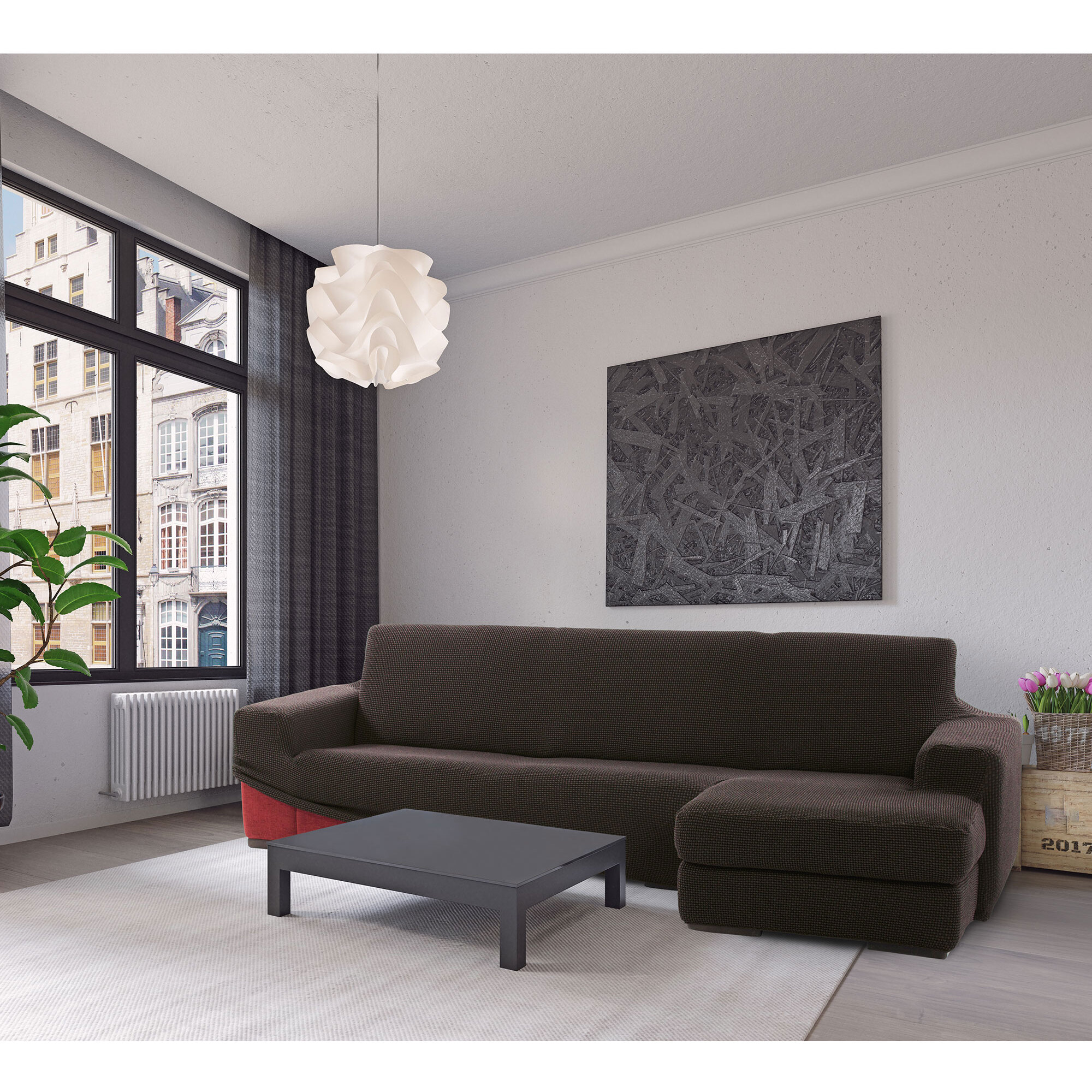 Funda para Chaise Longue derecho (visto de frente) brazo corto SÚPER ELÁSTICA modelo HELENA