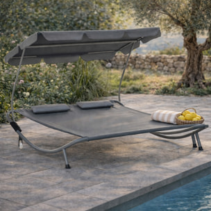 Bain de soleil 2 places – Toit réglable – Grand confort