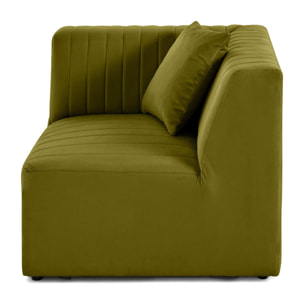 Nova - module d'assise d'angle réversible - en velours - Vert Olive