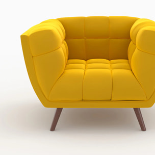 Ensemble canapé et fauteuil en velours jaune 4 places - Mona