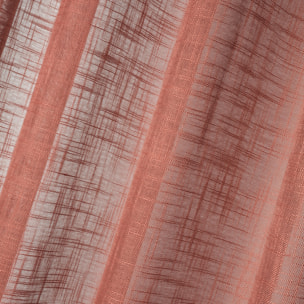 Voilage uni à œillets  - Effet lin - Terracotta