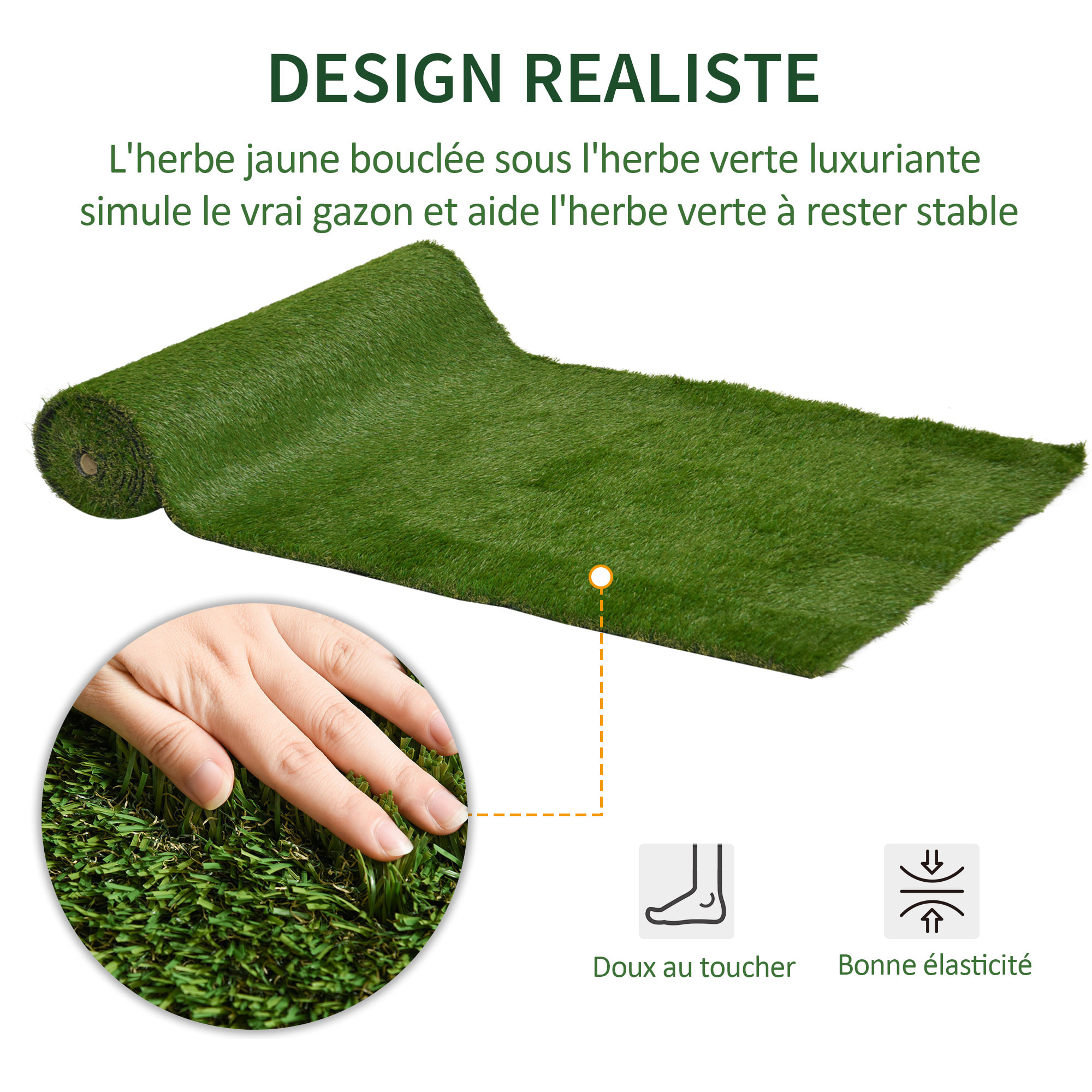 Gazon synthétique artificiel moquette extérieure dim. 4L x 1l m herbes hautes denses 3 cm vert