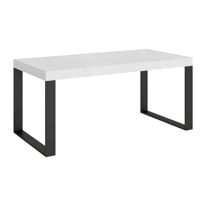 Table extensible 90x180/440 cm Tecno Frêne Blanc cadre Anthracite