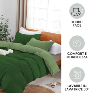 Parure Copripiumino Bicolore una Piazza e mezza, Set Sacco Copripiumino in Cotone con Federe