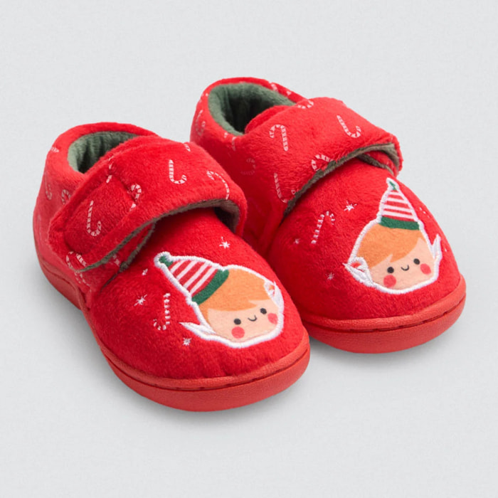 Pantofole per neonato con stampa natalizia