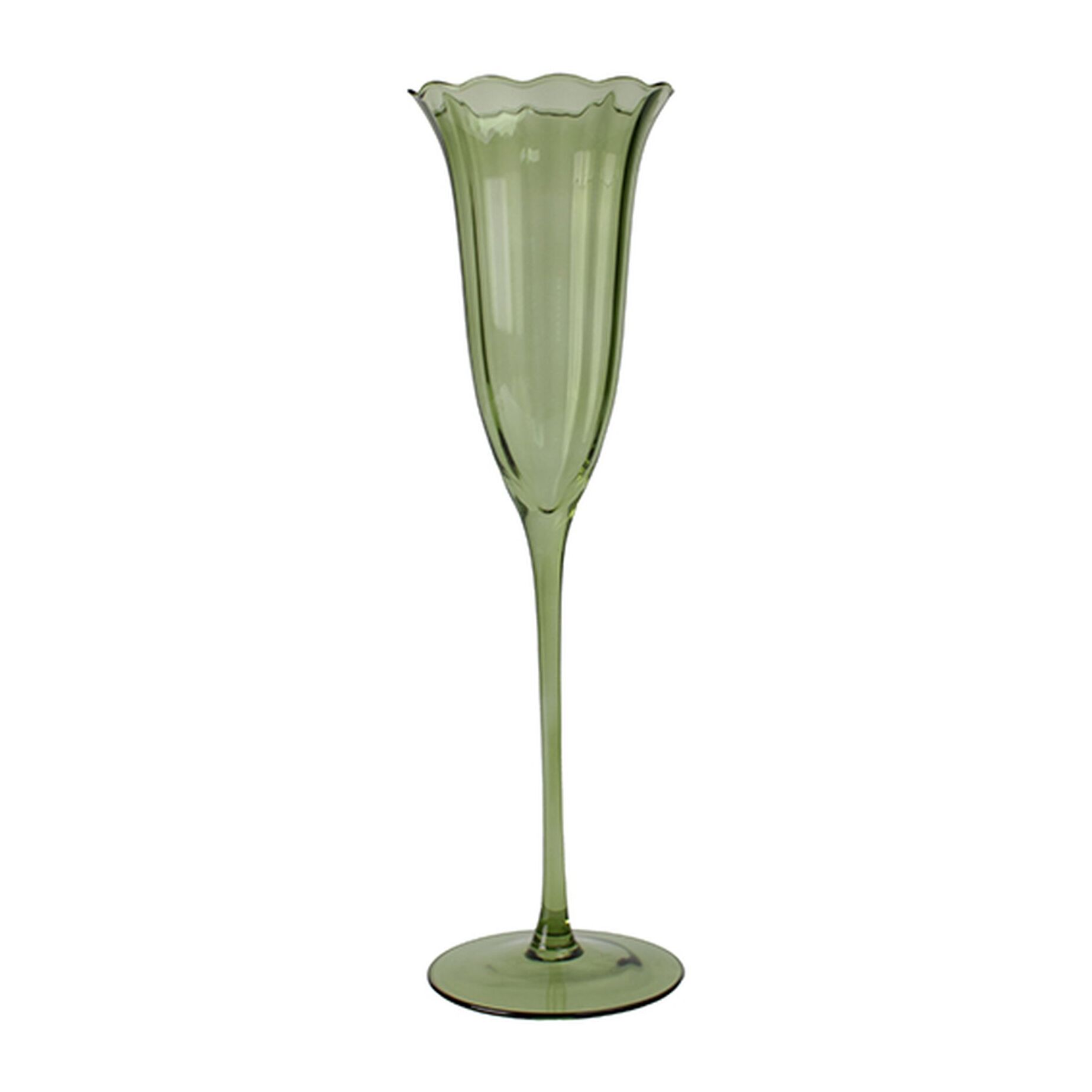 Lot de 4 flûtes en verre en forme de fleur 17cl vertes EDEN