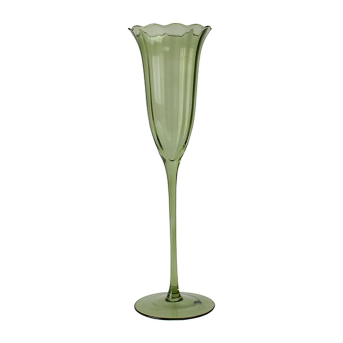 Lot de 4 flûtes en verre en forme de fleur 17cl vertes EDEN