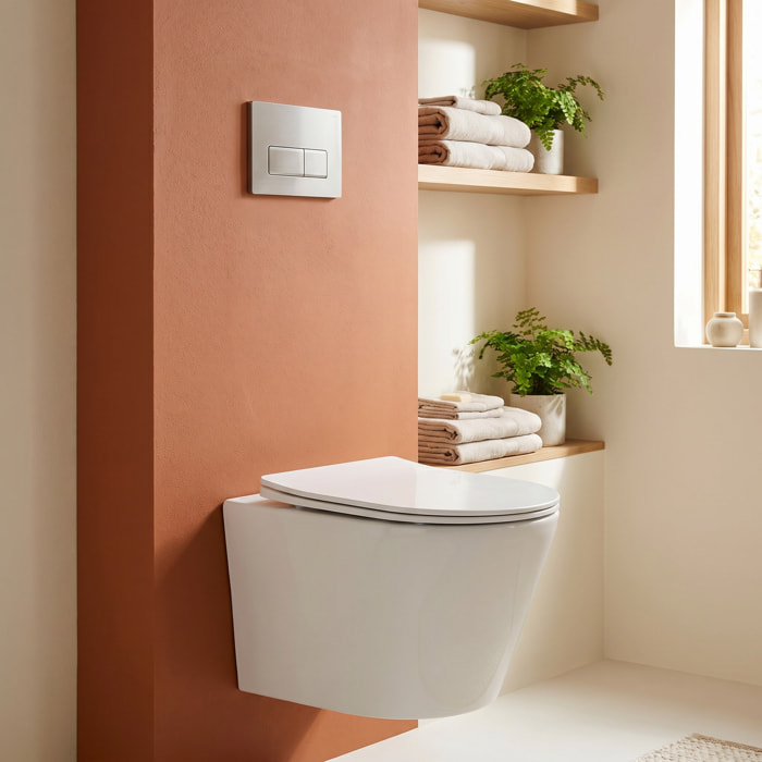 Swiss Aqua Technologies WC suspendu Infinitio sans bride et fixations invisibles + abattant frein de chute (SATINF010RREXP)