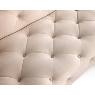 Gallata - canapé Chesterfield d'angle droit - 5 places - en velours - Beige