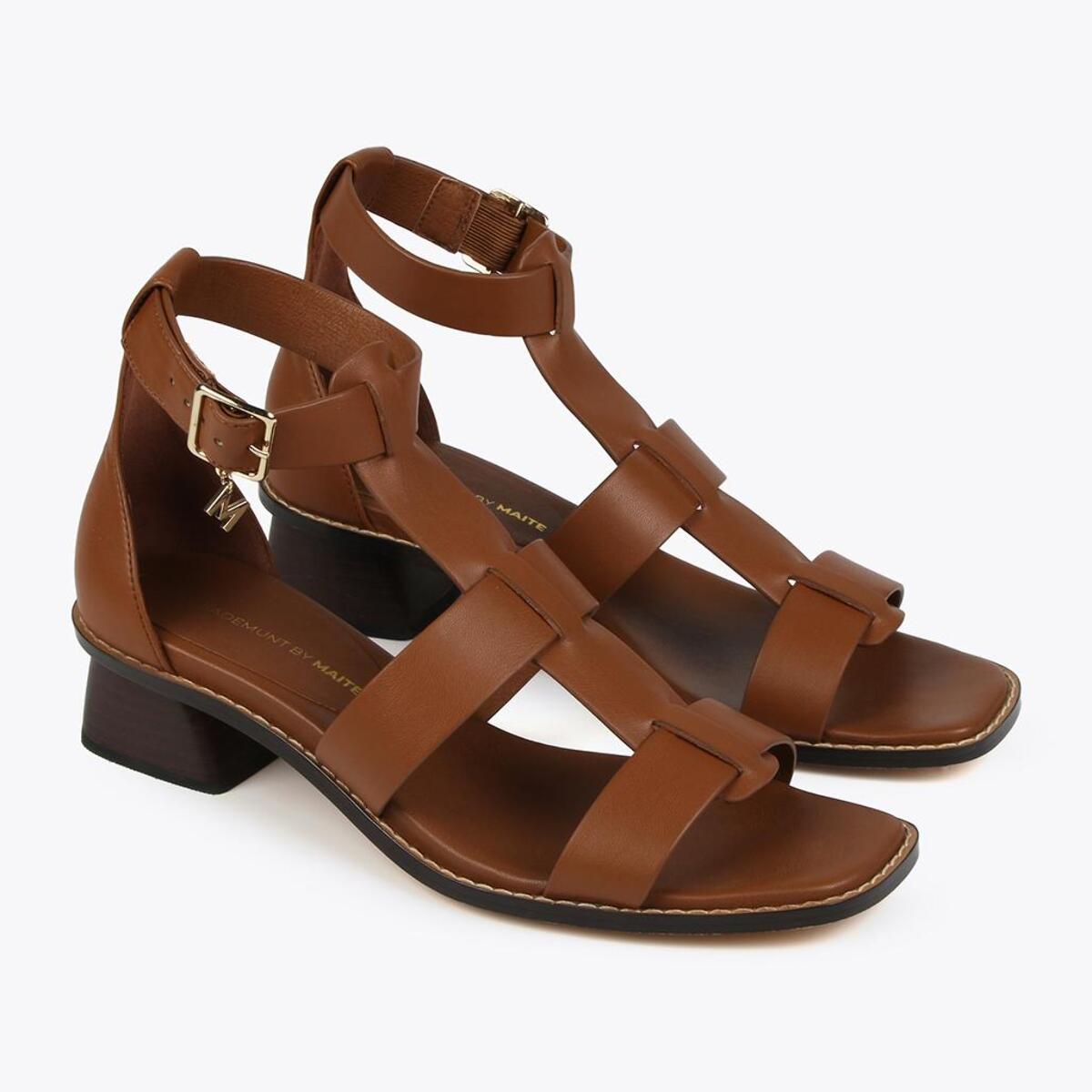 Sandali tacco effetto legno