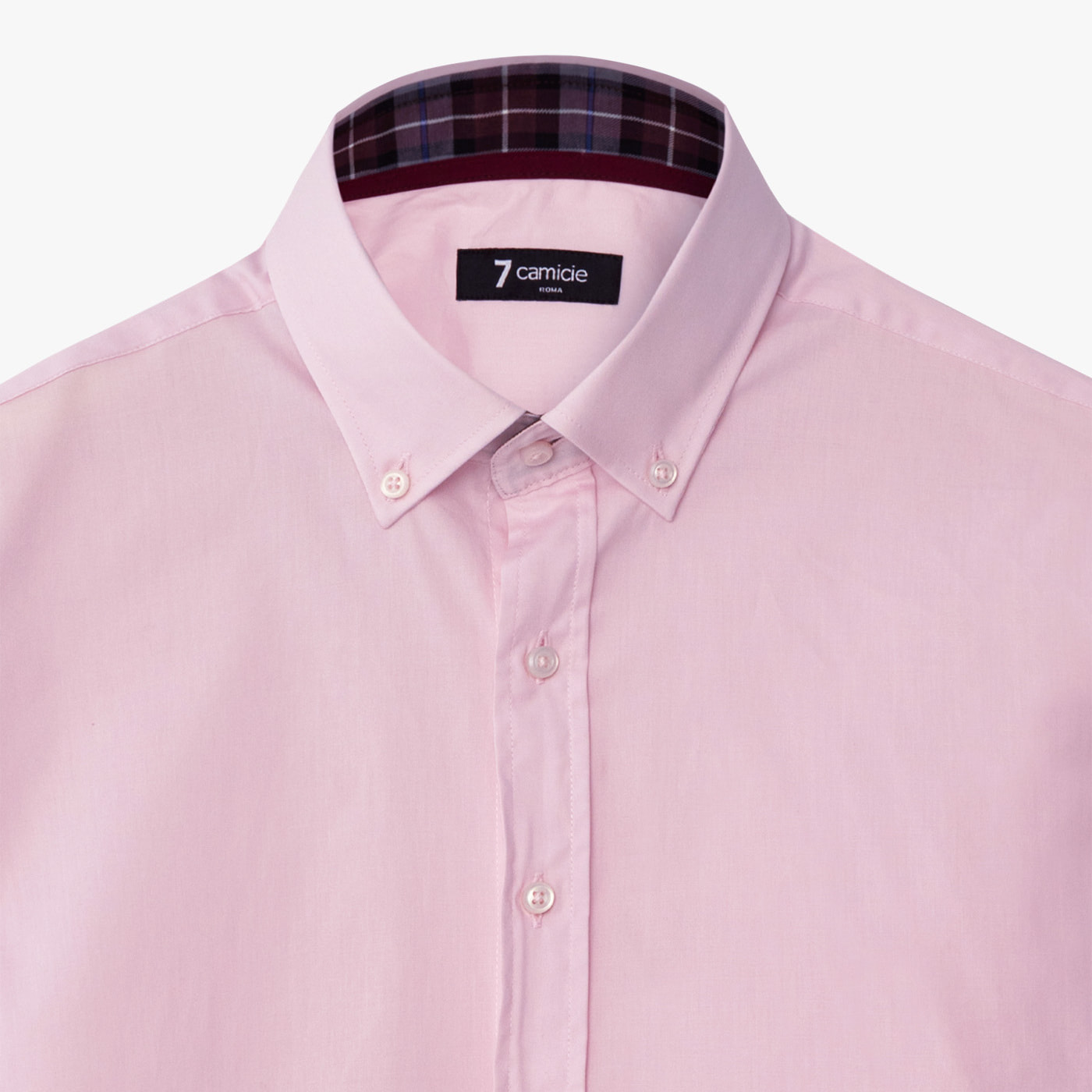 camicia uomo 1 bottone button down slim Popeline Stretch Unito Rosa