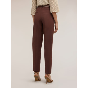 Motivi - Pantaloni regular con cintura - Marrone