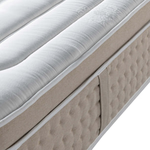 Ensemble matelas Bali & sommier Cancun| 33 cm | Mémoire de forme, gel et ressorts ensachés | Cadre à lattes | Tissu | Gris clair