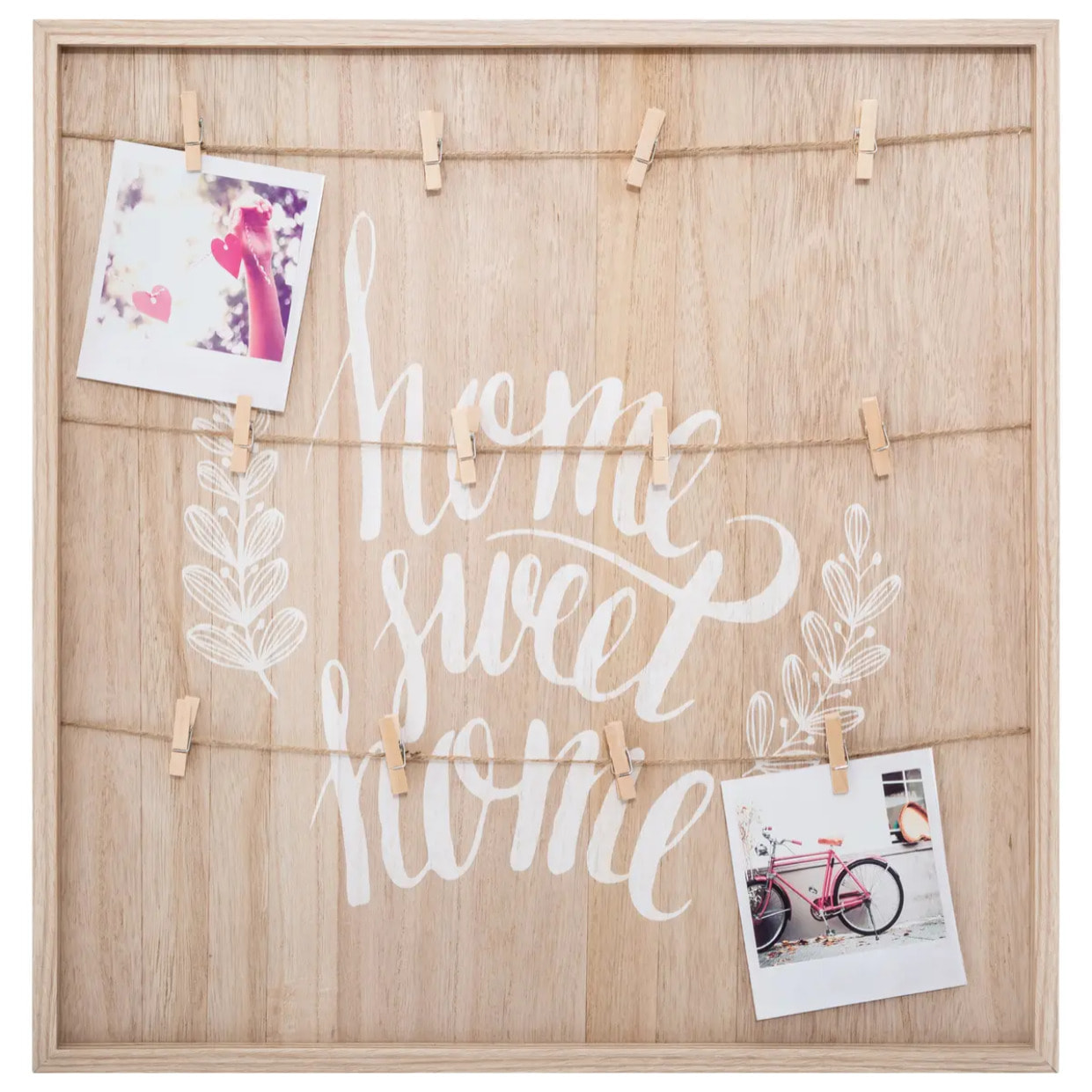 Porte-photos "Telma" en bois et corde 48x48cm