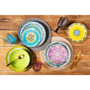 Servizio piatti 18 pezzi Excelsa Etno Chic, porcellana e stoneware multicolore
