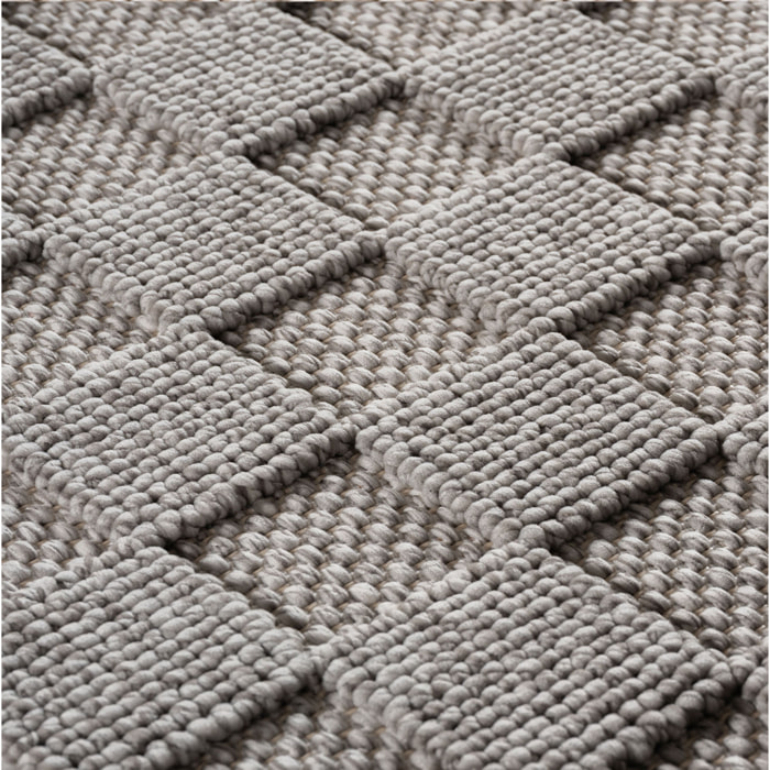 HELIX - Tapis moderne effet laine bouclé à motif damier en relief gris