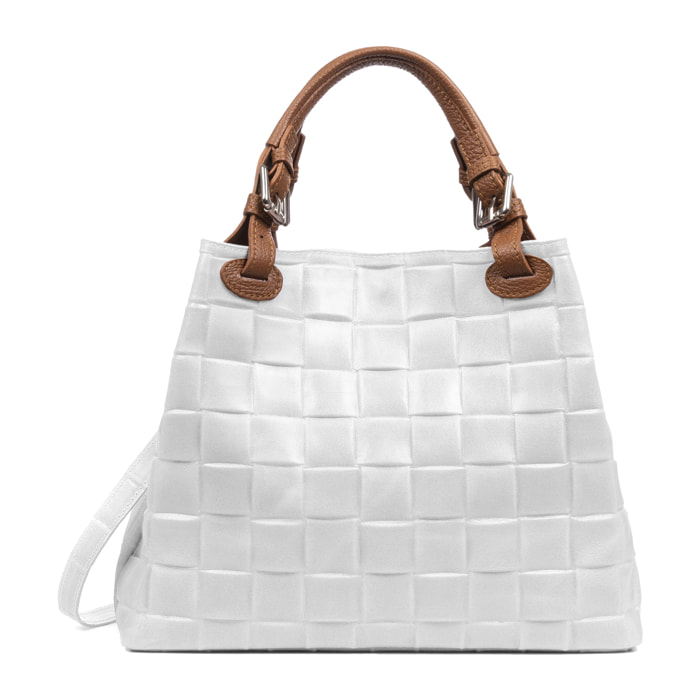Emanuela borsa tote donna. Pelle autentica scamosciata grande con incisione geometrica.