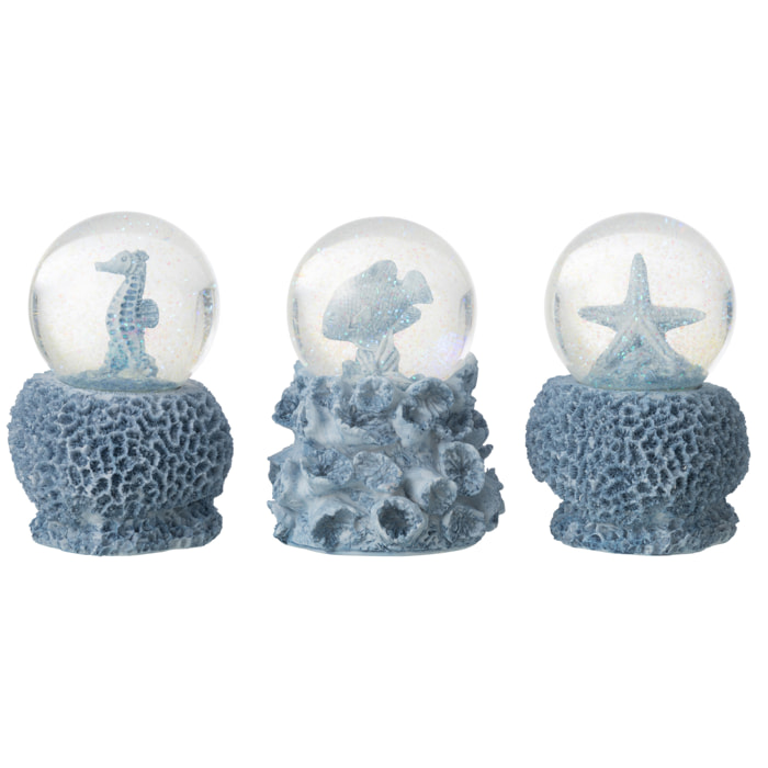 J-Line Boule de neige Mer - polyrésine - bleu clair - large - 3 pièces