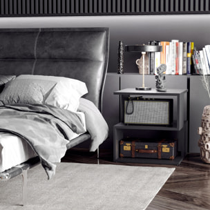 Mesa Auxiliar Cuadrada de 3 Niveles, Mesita Auxiliar Moderno con 3 Estantes Abiertos de Almacenaje, para Salón, Dormitorio, Librería, 40x40x43 cm Negro