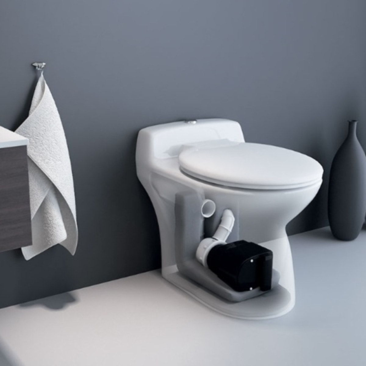 WC broyeur compact WATERMATIC W30SP avec abattant frein de chute