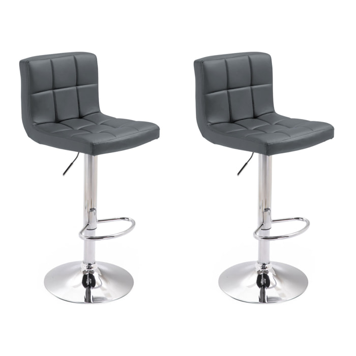 Lot de 2 tabourets de bar gris MIKE
