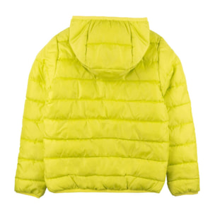 Chaqueta infantil de plumón de nailon Leone 1947 Neon con capucha y cremallera.