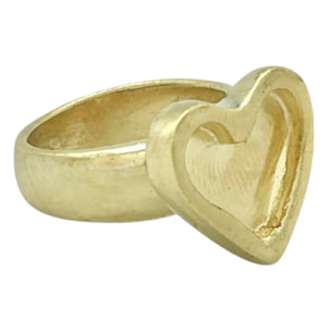 Anillo "corazón" chapado dorado bajo relieve