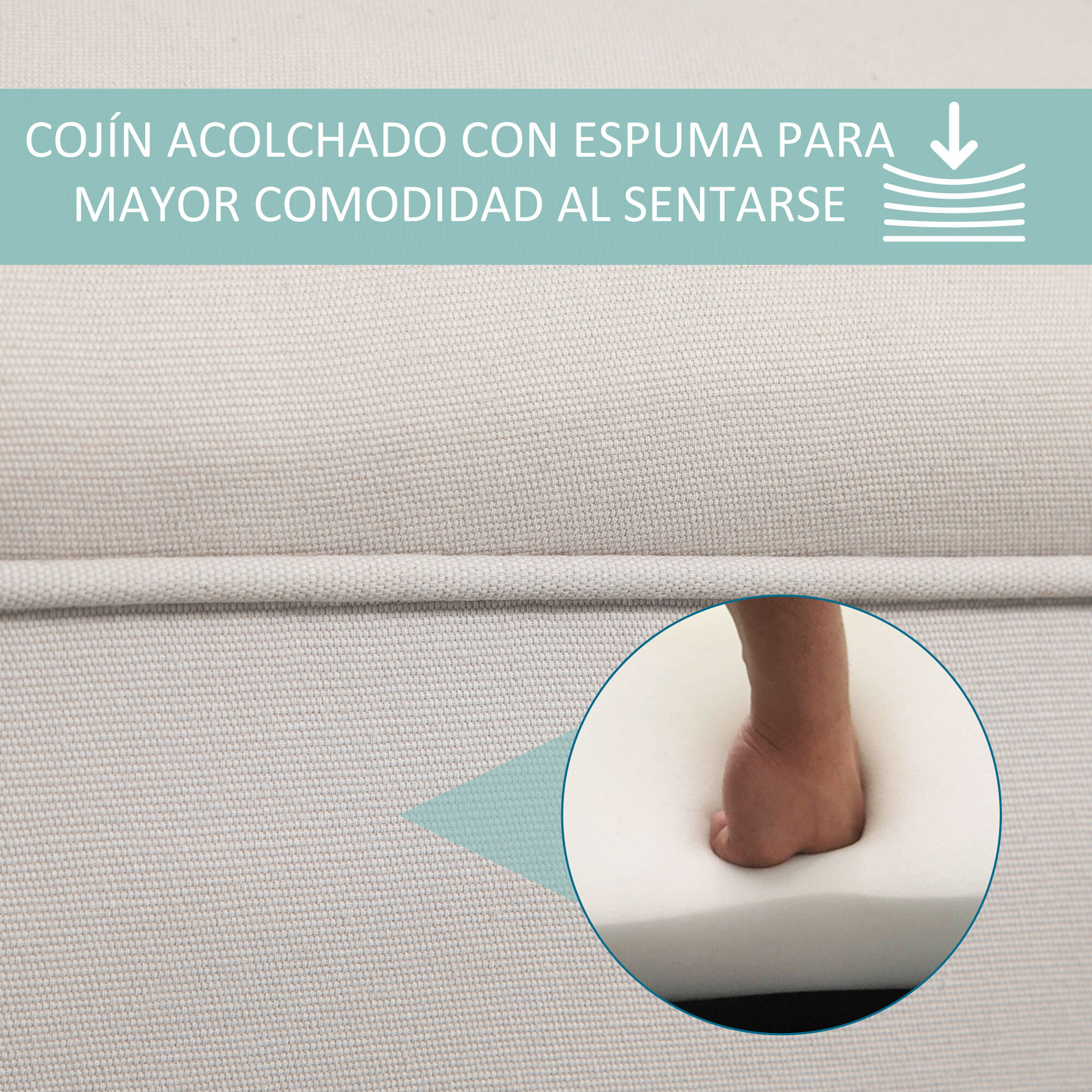 Taburete Pie de Cama Banqueta con Brazos Tapizada tipo Banco de Madera para Dormitorio Salón Recibidor 102x36x51cm Carga 130kg