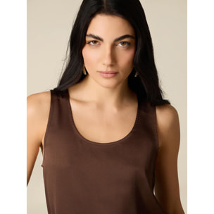 Oltre - Top bimaterico - Marrone
