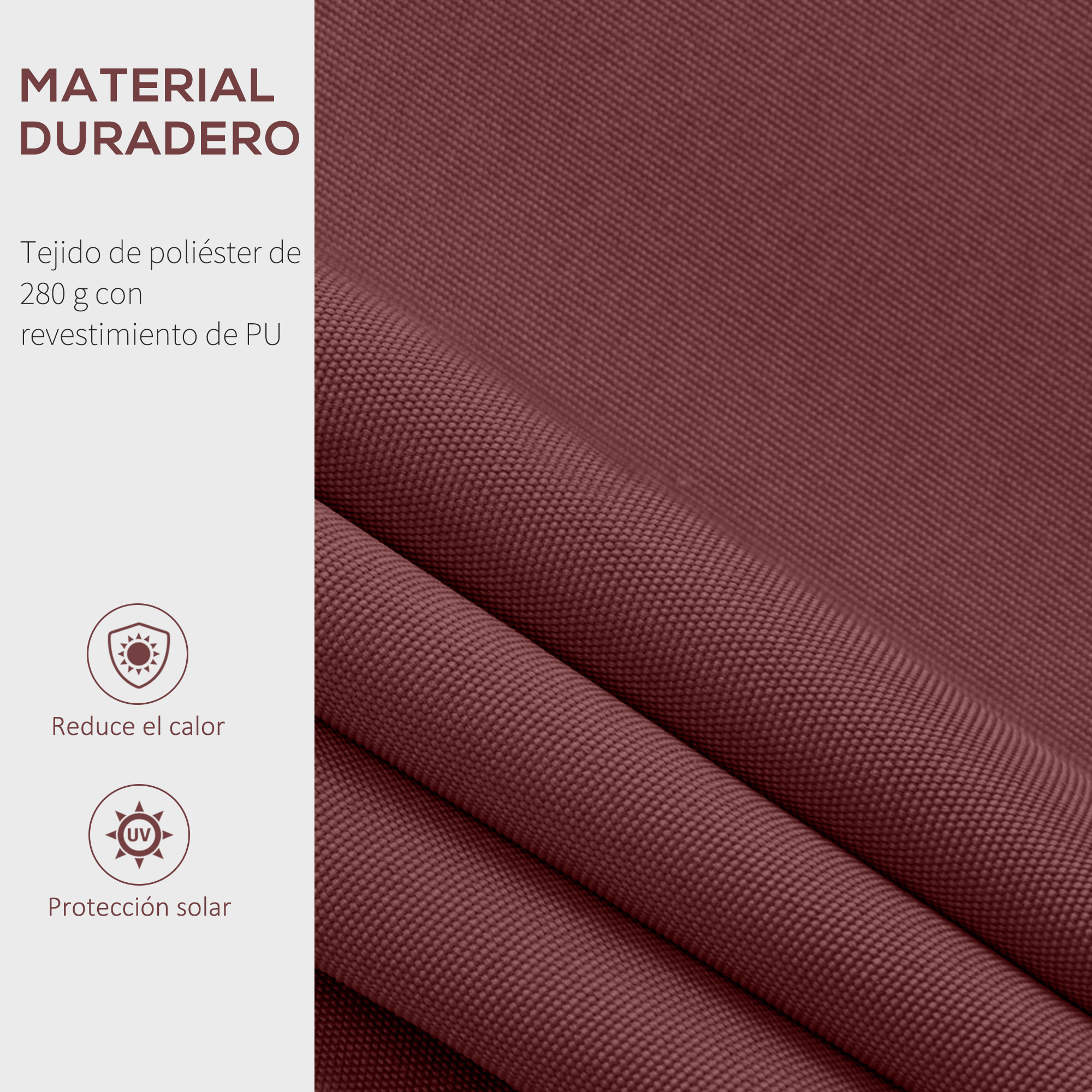 Toldo Manual Retráctil 350x250 cm, Toldo Exterior Terraza con Ángulo Ajustable, Manivela, Estructura de Aluminio y Protección UV30+, para Jardín, Patio, Ventanas, Rojo Vino