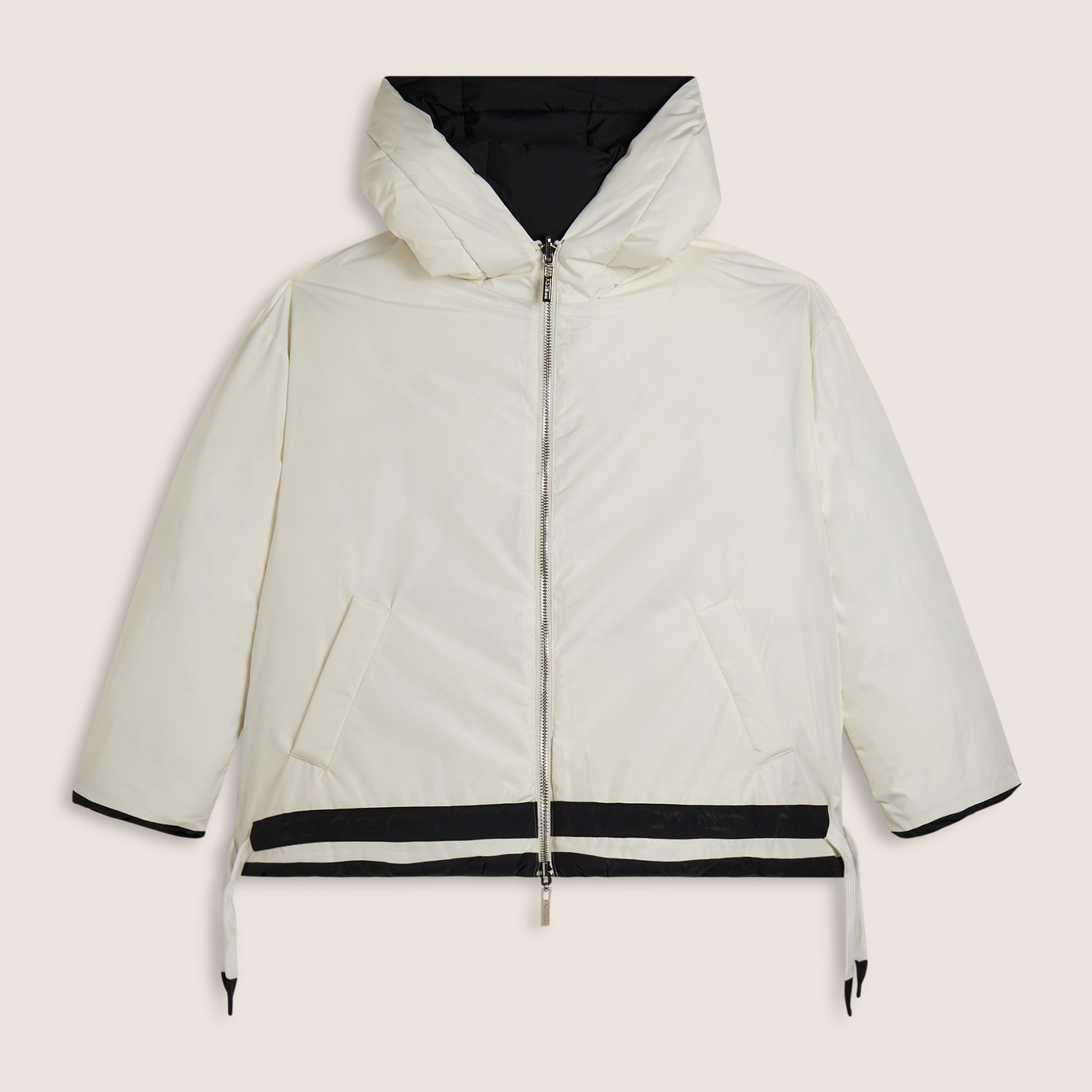 Piumino double-face donna con cappuccio regolabile