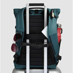 Piquadro Zaino roll-top per PC e iPad® con cinghia pettorale, agganci per lucchetto e luce portatile da bici