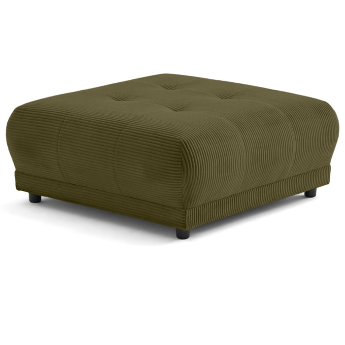 Amadora - pouf en velours côtelé - Vert Kaki