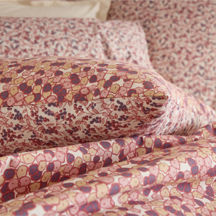 Parure de lit 2 pièces housse + taie 100% coton  floral - Prune