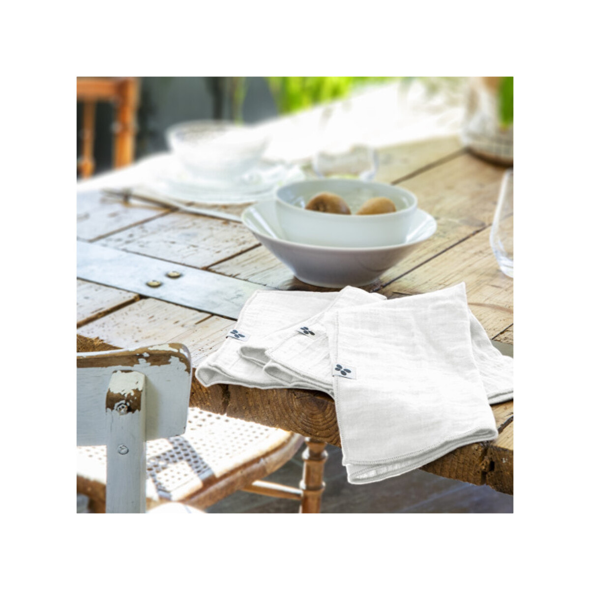 Lot de 3 serviettes 40x40 cm en gaze de coton - GAIA