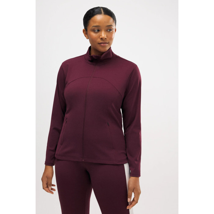 Giacca sportiva traspirante aderente color bordeaux