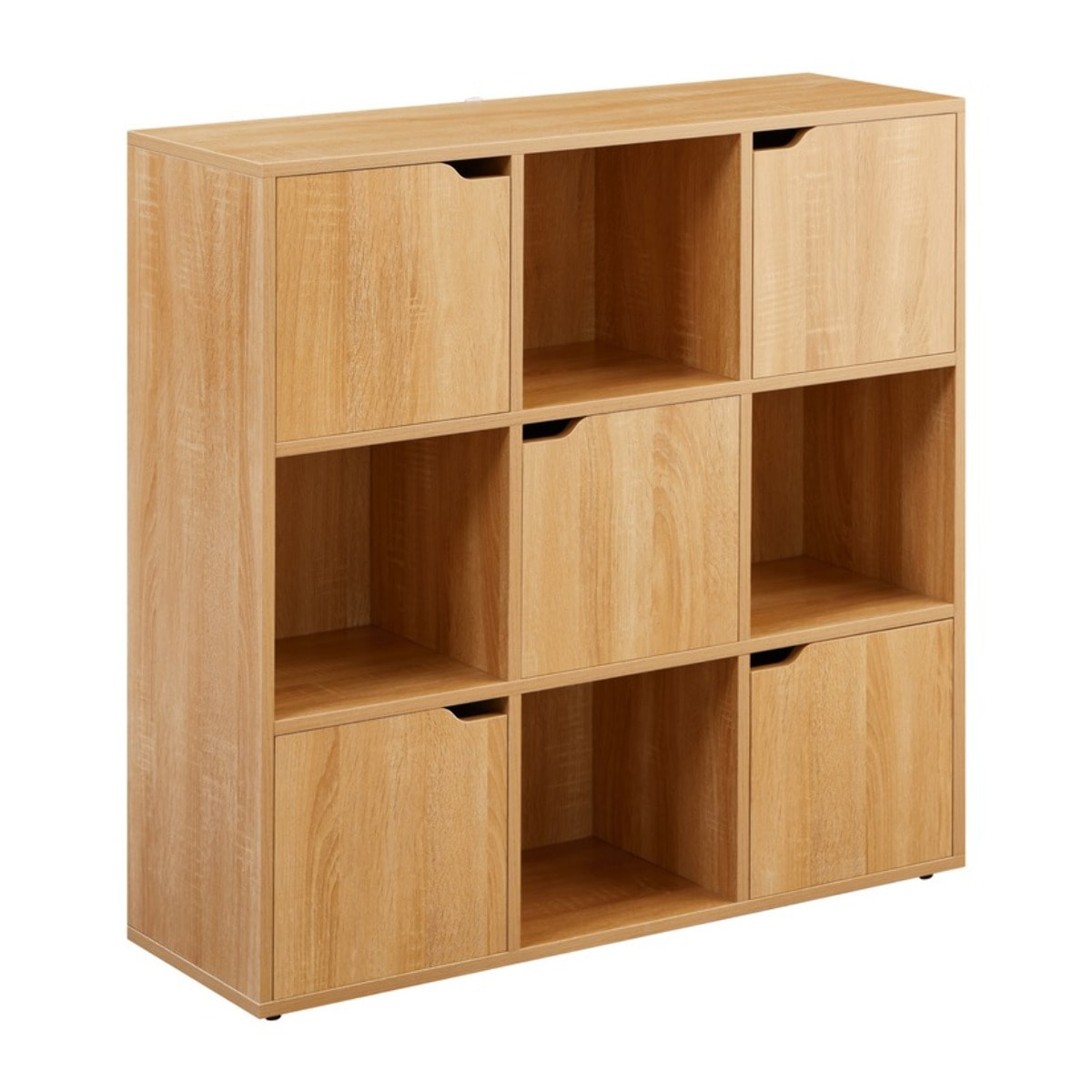 Libreria in legno 9 cubi con 2 ante rovere - Ubli