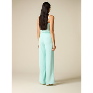 Oltre - Pantaloni palazzo in tessuto crêpe - Verde acqua