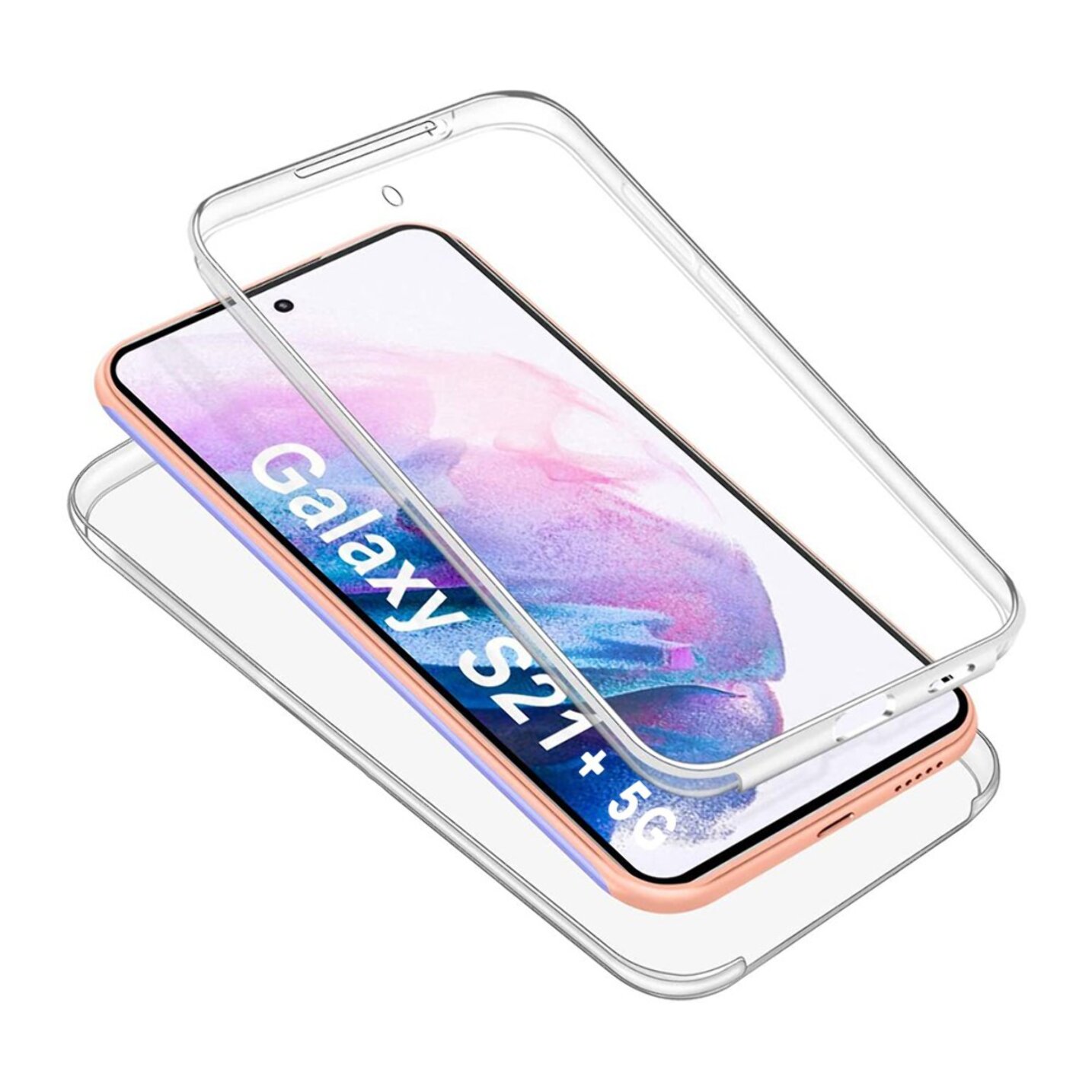 Coque Samsung Galaxy S21 Plus 5G 360° intégrale Protection avant et arrière silicone transparente