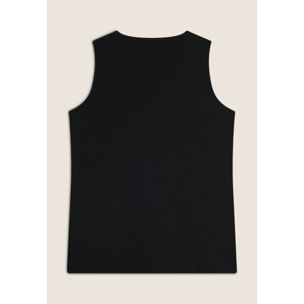 Canotta con scollo tondo e logo glitter