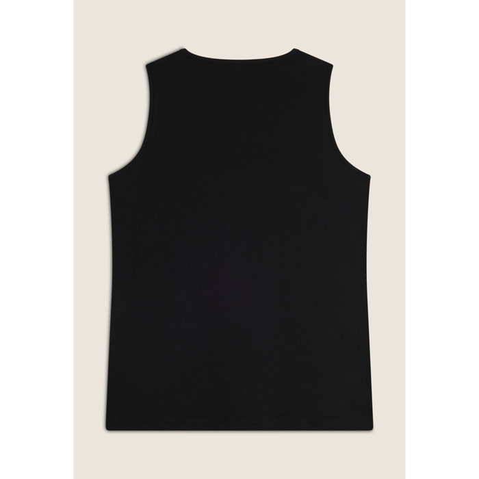 Canotta con scollo tondo e logo glitter